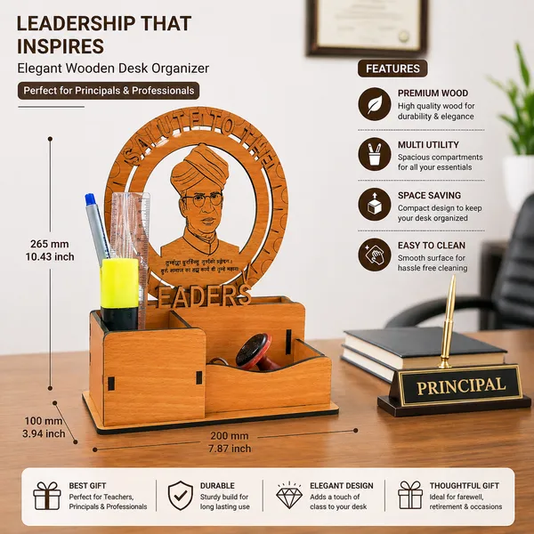 Salute_to_the_Leaders_Wooden_Desk_Organizer_with_Pen_Stand_|_Premium_Laminated_MDF_Office_Table_Organizer_for_Pens,_Stationery_&_Accessories_|_Decorative_Desktop_Organizer_for_Office,_Home_&_Study_Table