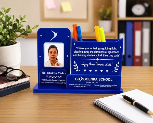 Teacher's_Personalised_Desk_Organiser_with_Photo_Frame_&_Pen_Stand_-_Acrylic-_Double_side-_9*5_inch