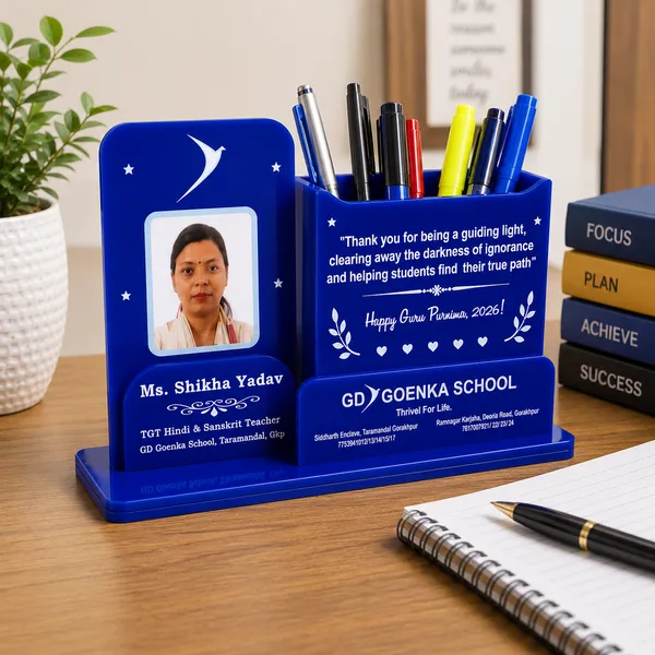 Teacher'S_Personalised_Desk_Organiser_With_Photo_Frame_&_Pen_Stand_-_Acrylic-_Double_Side