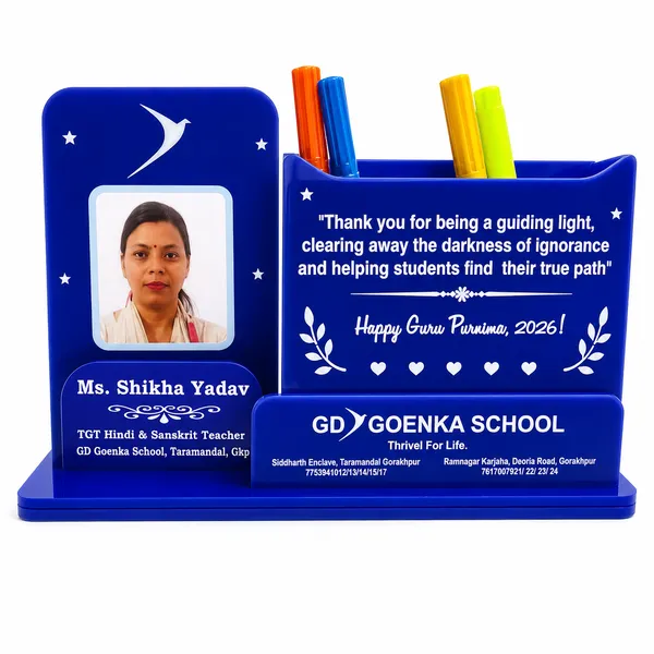 Teacher'S_Personalised_Desk_Organiser_With_Photo_Frame_&_Pen_Stand_-_Acrylic-_Double_Side