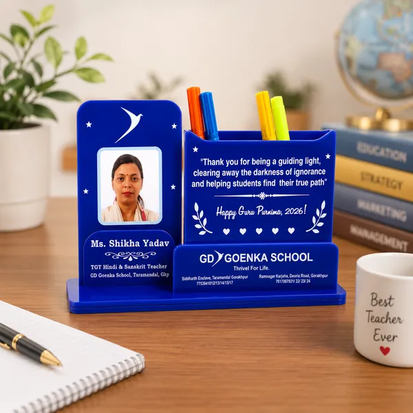 Teacher'S_Personalised_Desk_Organiser_With_Photo_Frame_&_Pen_Stand_-_Acrylic-_Double_Side
