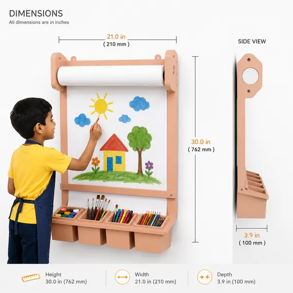 Wall_Mounted_Kids_Drawing_Board_Wooden