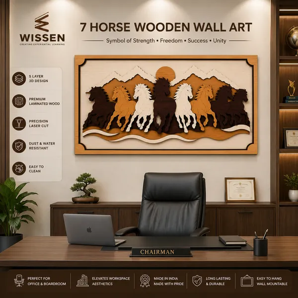 WISSEN_7_Horse_Wooden_Wall_Art_|_Premium_5_Layer_3D_Wooden_Wall_Decor_for_Living_Room,_Office_&amp;_Home_|_Vastu_Decorative_Wall_Hanging_(36_x_19.5_Inches)