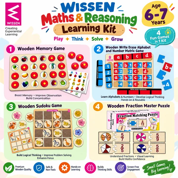 Wissen_Maths_&_Reasoning_Learning_Kit_for_Kids_Age_6–7_Years_|_4-in-1_Wooden_Educational_Games_–_Memory_Game,_Alphabet_&_Number_Matrix,_Sudoku_&_Fraction_Master_Puzzle_|_Brain_Development_&_Logical_Thinking_Toy