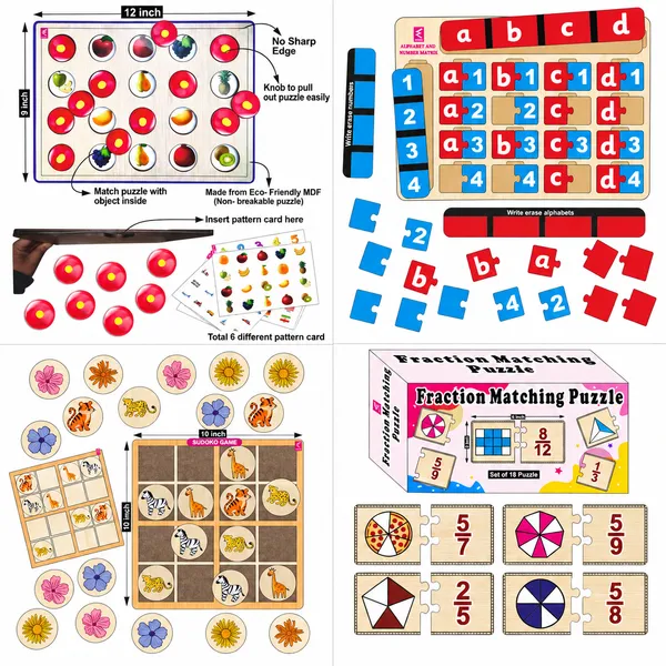 Wissen_Maths_&_Reasoning_Learning_Kit_for_Kids_Age_6–7_Years_|_4-in-1_Wooden_Educational_Games_–_Memory_Game,_Alphabet_&_Number_Matrix,_Sudoku_&_Fraction_Master_Puzzle_|_Brain_Development_&_Logical_Thinking_Toy