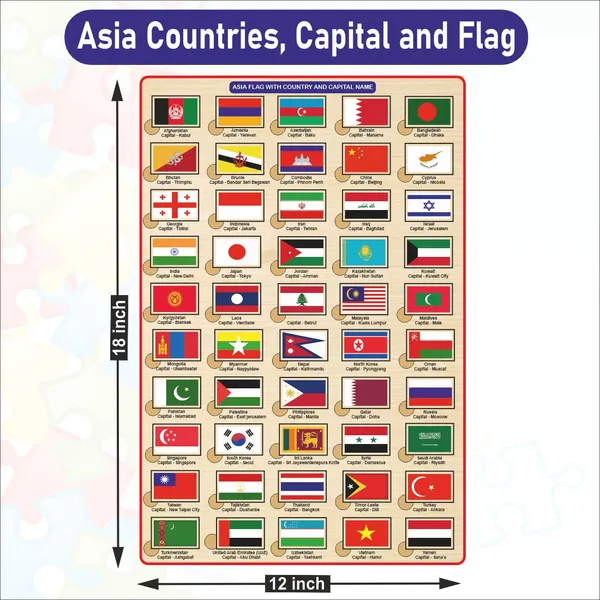 Wooden_Asia_Countries,_Capital_and_Flag_Learning_Educational_Puzzle-12*18_inch_for_Kids