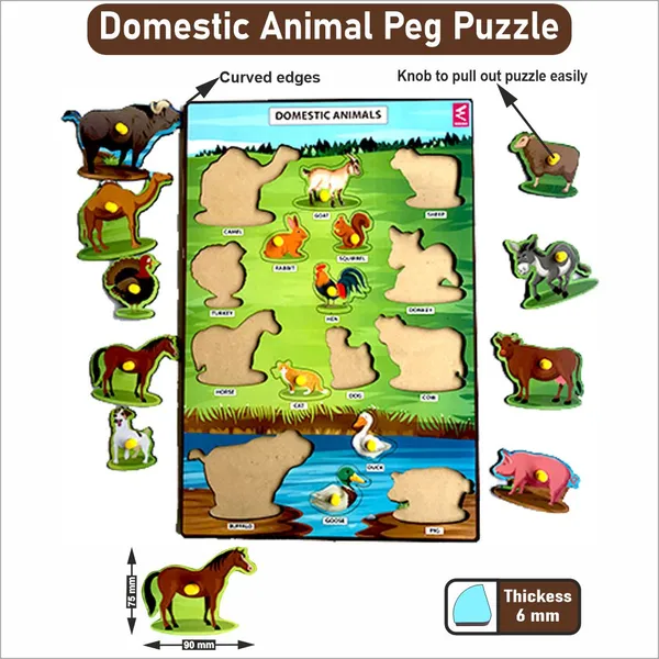 Wooden_Domestic_Animals_Learning_Peg_Board_Puzzle_12*18_inch