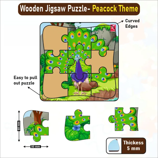 Wooden_jigsaw_Puzzle-_6*6_inch_Peacock_Theme