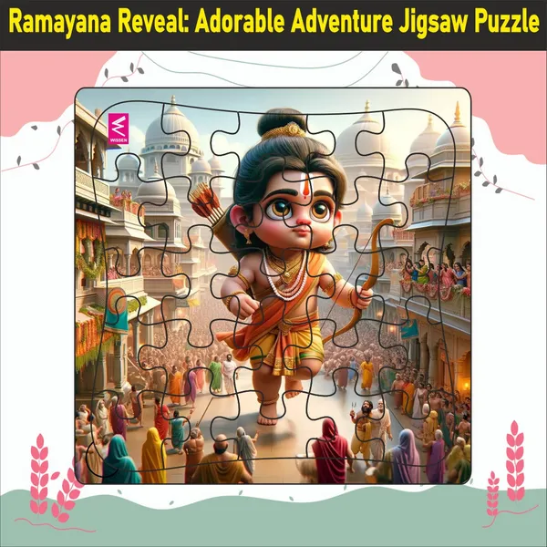 Wooden_Jigsaw_Puzzle_"Ramayana_Reveal:_Adorable_Adventure_Jigsaw_Puzzle"-__9*9_inch-_4_years_above