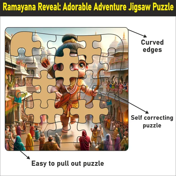 Wooden_Jigsaw_Puzzle_"Ramayana_Reveal:_Adorable_Adventure_Jigsaw_Puzzle"-__9*9_inch-_4_years_above