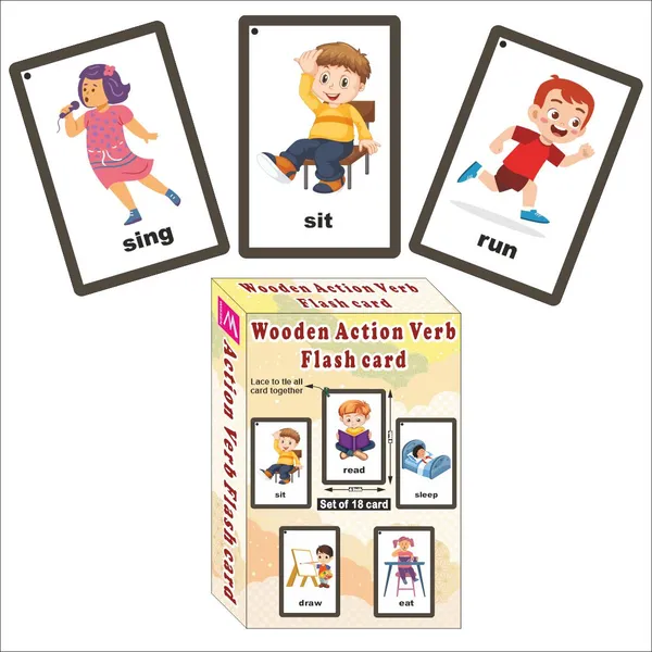 Wooden_(MDF)_Action_Verb_Learning_Flash_card_with_lacing_thread.