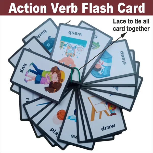 Wooden_(MDF)_Action_Verb_Learning_Flash_card_with_lacing_thread.
