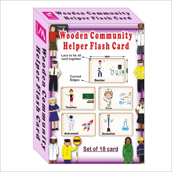 Wooden_(MDF)_Community_helpers_Learning_Flash_card_with_lacing_thread.