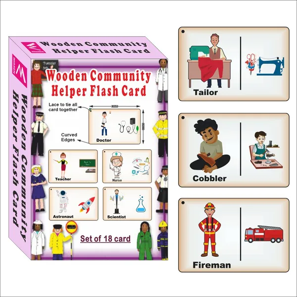 Wooden_(MDF)_Community_helpers_Learning_Flash_card_with_lacing_thread.