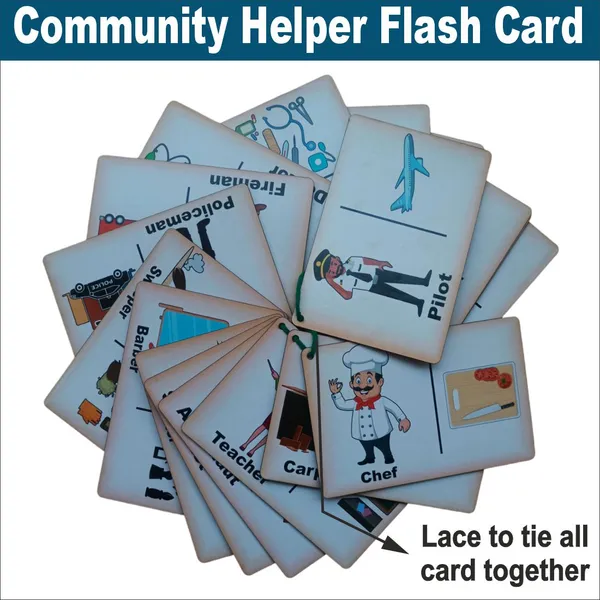 Wooden_(MDF)_Community_helpers_Learning_Flash_card_with_lacing_thread.