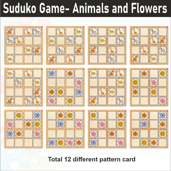 Wooden_Sudoku_Game_Animals_And_Flowers_4X4_Grid
