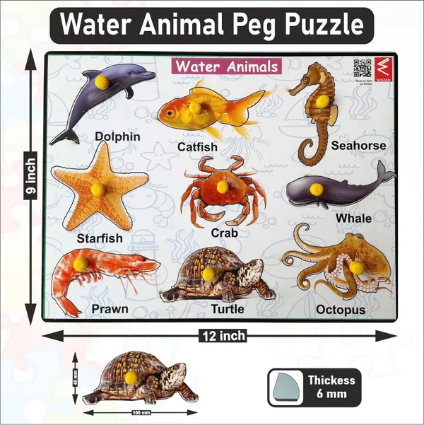 Wooden_Water_Animals_learning_Educational_Peg_Board_Puzzle-12*9_inch