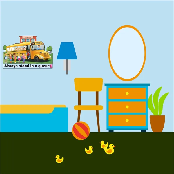 Wooden(MDF)_Wall_Decor_Cutout_for_kids-_Always_stand_in_queue_-Learning_through_Fun_design_-_12*18_inch