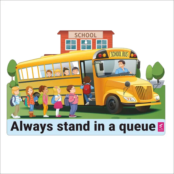 Wooden(MDF)_Wall_Decor_Cutout_for_kids-_Always_stand_in_queue_-Learning_through_Fun_design_-_12*18_inch