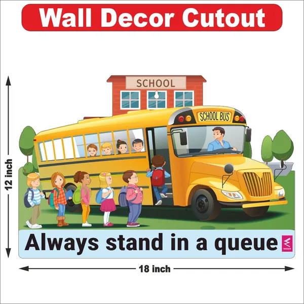 Wooden(Mdf)_Wall_Decor_Cutout_For_Kids-_Always_Stand_In_Queue_-Learning_Through_Fun_Design