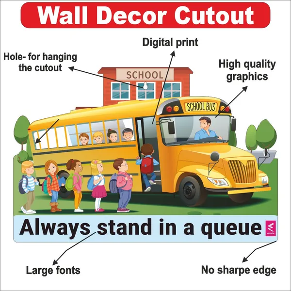 Wooden(Mdf)_Wall_Decor_Cutout_For_Kids-_Always_Stand_In_Queue_-Learning_Through_Fun_Design