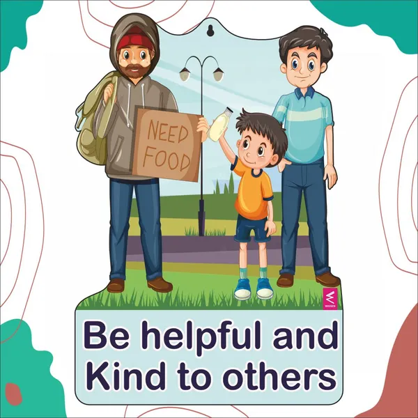 Wooden(MDF)_Wall_Decor_Cutout_for_kids-_Be_helpful_and_kind_to_others_-Learning_through_Fun_design_-_12*18_inch