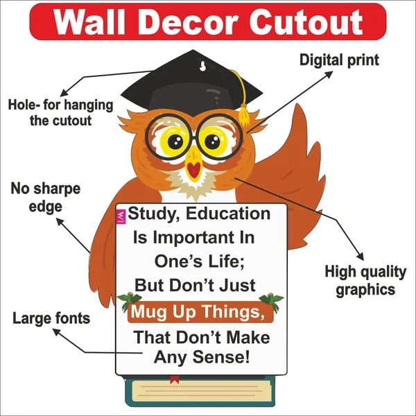 Wooden(MDF)_Wall_Decor_Cutout_for_kids-Don’t_Mug_Up_-Learning_through_Fun_design_-_12*18_inch