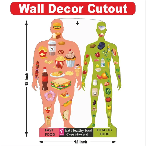 Wooden(MDF)_Wall_Decor_Cutout_for_kids-_Healthy_Food__-Learning_through_Fun_design_-_12*18_inch