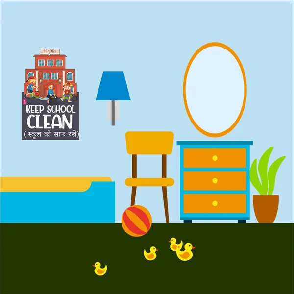 Wooden(MDF)_Wall_Decor_Cutout_for_kids-_Keep_School_Clean_-Learning_through_Fun_design_-_12*18_inch