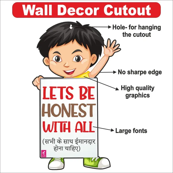 Wooden(MDF)_Wall_Decor_Cutout_for_kids-_Lets_be_honest__-Learning_through_Fun_design_-_12*18_inch