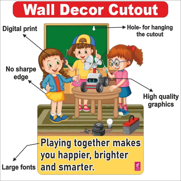 Wooden(MDF)_Wall_Decor_Cutout_for_kids-_Playing_together_makes_you_happier_-Learning_through_Fun_design_-_12*18_inch