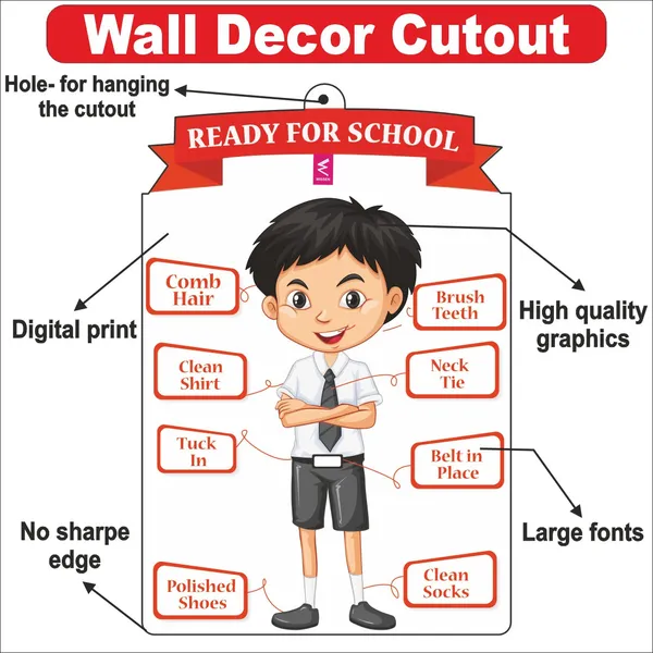 Wooden(MDF)_Wall_Decor_Cutout_for_kids-_Ready_For_School_(Boy)_-Learning_through_Fun_design_-_12*18_inch