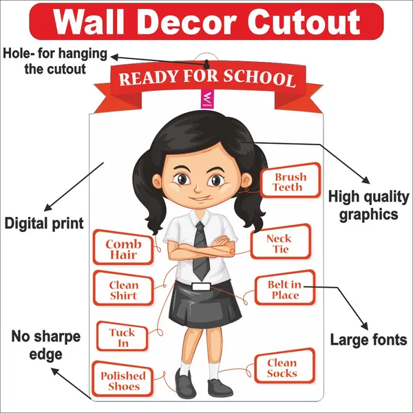Wooden(MDF)_Wall_Decor_Cutout_for_kids-_Ready_for_School_(Girl)-Learning_through_Fun_design_-_12*18_inch