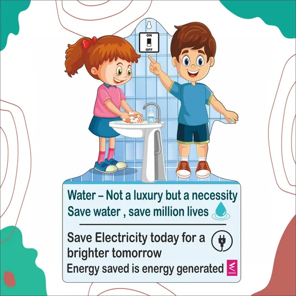 Wooden(MDF)_Wall_Decor_Cutout_for_kids-_Save_water,_save_electricity_-Learning_through_Fun_design_-_12*18_inch