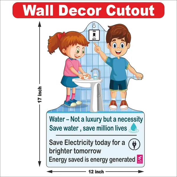 Wooden(Mdf)_Wall_Decor_Cutout_For_Kids-_Save_Water,_Save_Electricity_-Learning_Through_Fun_Design