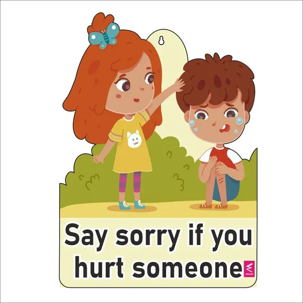 Wooden(MDF)_Wall_Decor_Cutout_for_kids-_Say_Sorry_if_you_hurt_someone_-Learning_through_Fun_design_-_12*18_inch