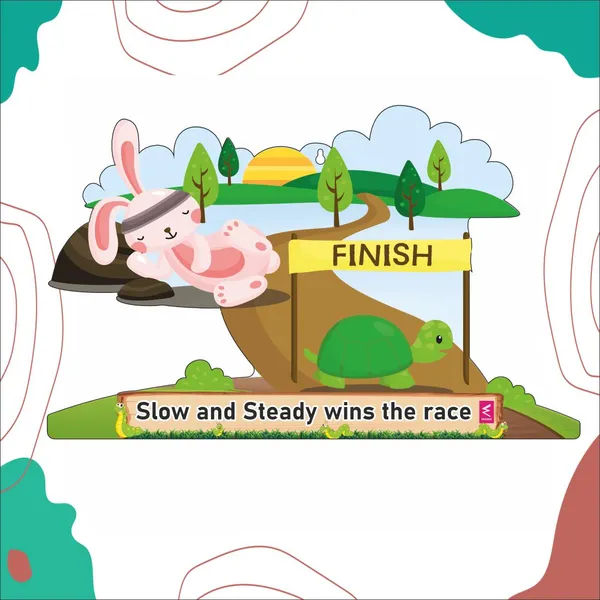 Wooden(MDF)_Wall_Decor_Cutout_for_kids-_Slow_and_Steady_wins_the_race-Learning_through_Fun_design_-_12*18_inch