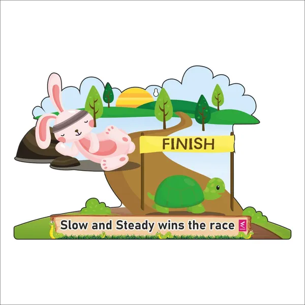 Wooden(MDF)_Wall_Decor_Cutout_for_kids-_Slow_and_Steady_wins_the_race-Learning_through_Fun_design_-_12*18_inch