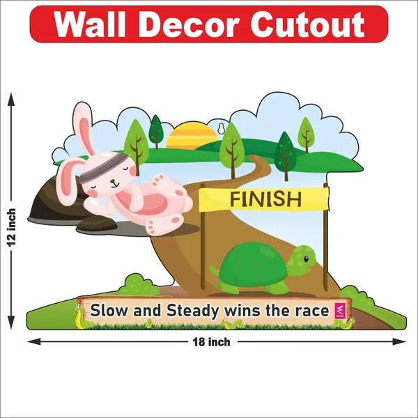 Wooden(Mdf)_Wall_Decor_Cutout_For_Kids-_Slow_And_Steady_Wins_The_Race-Learning_Through_Fun_Design