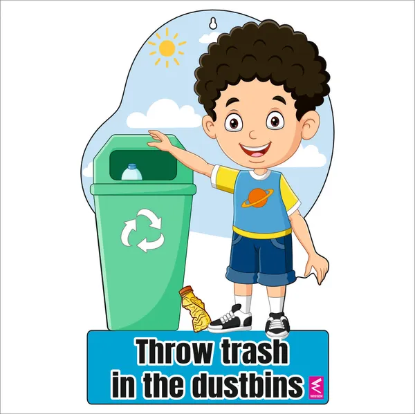 Wooden(MDF)_Wall_Decor_Cutout_for_kids-_Throw_Trash_in_Dustbin_-Learning_through_Fun_design_-_12*18_inch