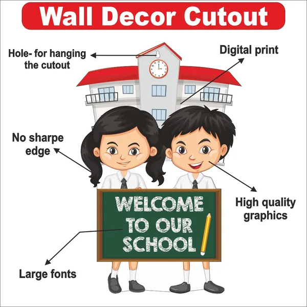 Wooden(MDF)_Wall_Decor_Cutout_for_kids-Welcome_to_our_school_-Learning_through_Fun_design_-_12*18_inch