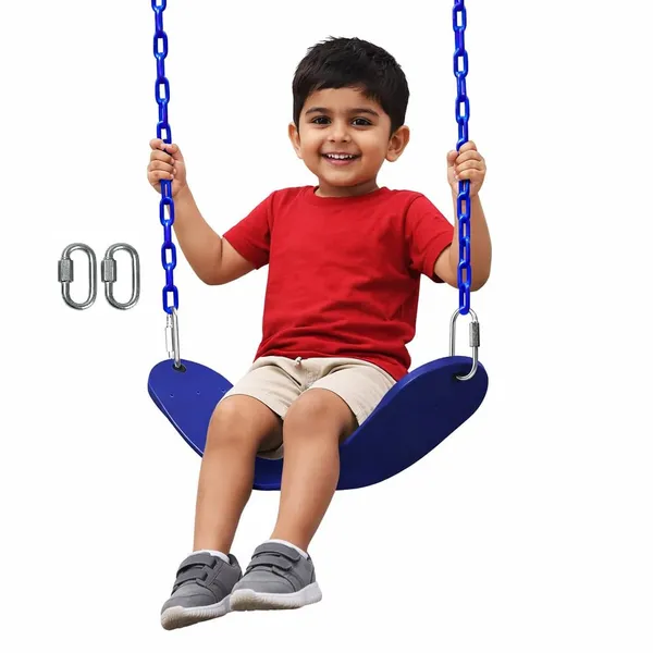 Reznor_Flexible_Swing_Seat_Set_For_Kids_Outdoor_Park_Garden_Tree_Backyard_With_60_Plastic_Coated_Chain_Weight_Support_Upto_150kg,_Blue