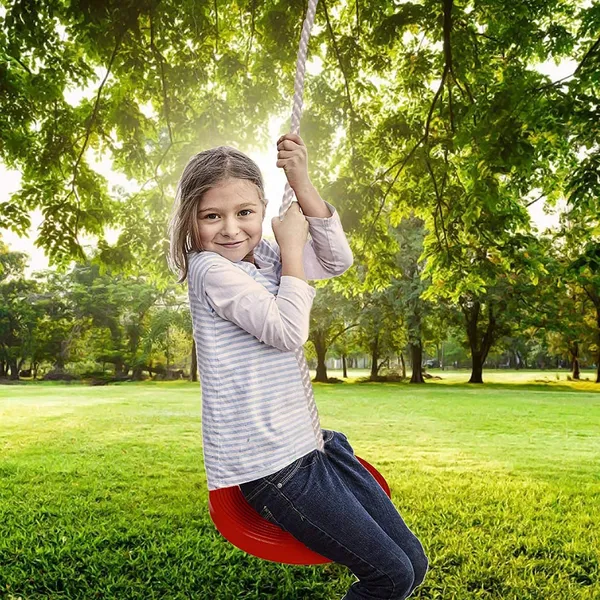 Reznor_Plastic_Disc_Hanging_Tree_Rope_Swing_Round_Seat_For_Kids_Children_Playground_Garden_Outdoor_Indoor_Play_Activity_Adjustable_Height_Weight_Capacity_120kg_Red
