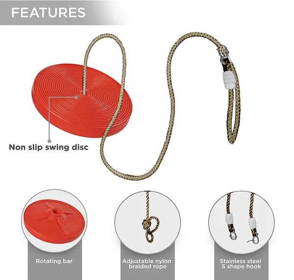 Reznor_Plastic_Disc_Hanging_Tree_Rope_Swing_Round_Seat_For_Kids_Children_Playground_Garden_Outdoor_Indoor_Play_Activity_Adjustable_Height_Weight_Capacity_120kg_Red