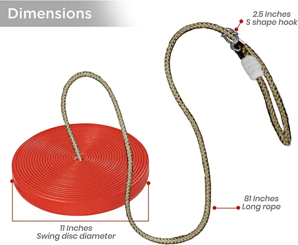Reznor_Plastic_Disc_Hanging_Tree_Rope_Swing_Round_Seat_For_Kids_Children_Playground_Garden_Outdoor_Indoor_Play_Activity_Adjustable_Height_Weight_Capacity_120kg_Red