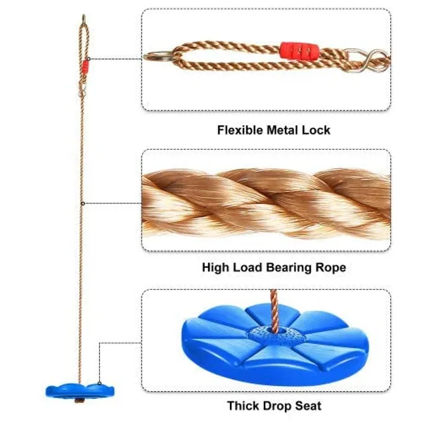 Reznor_Disc_Seat_Rope_Swing_Set_Easy_To_Hang_Daisy_Monkey_Swing_Disk_For_Kids_To_Play_Outdoors_With_Adjustable_Height_Blue