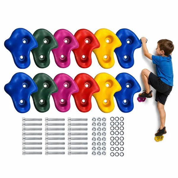 Reznor_Rock_Climbing_Holds_For_Kids_12_Multi_Size_Climbing_Wall_Holds_With_Hardware_Kit_Indoor_Outdoor_Climbing_Stones_Diy_Rock_Wall_Jungle_Gym_Backyard_Play_Set