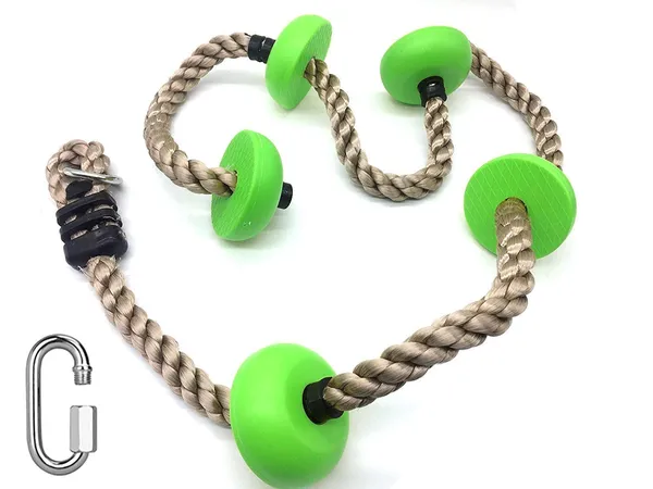 Reznor_6.5ft_Kids_Climbing_Rope_With_5_Parrot_Green_Plastic_Knots_Ideal_For_Tree_Houses_And_Climbing_Frames_Swing_Set_Backyard_Outdoor_Play