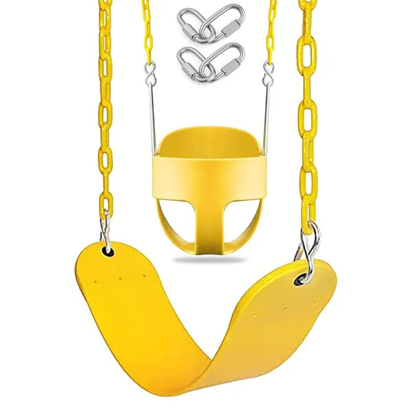 Reznor_Combo_Park_Indoor_Outdoor_Swing_Bucket_Seat_Swing_With_Chain_Yellow