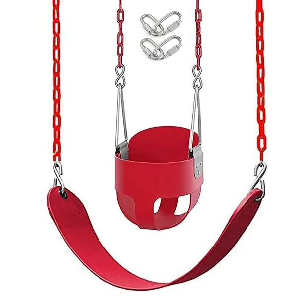 Reznor_High_Back_Full_Swings_Seats_Bucket_Swing_Heavy_Duty_With_1_5_Meter_Chain_Playground_Swing_Set_Accessories_Replacement_4_Oval_Shape_Stainless_Steel_Screw_Link_Snap_Hooks_For_Kids_Adults_Red